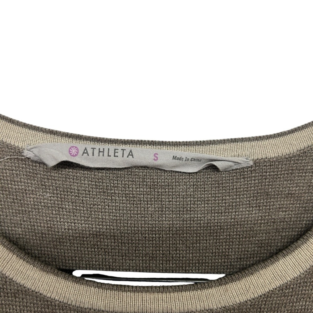 Athleta Fitted Sweater Dress S Wool Blend Neutral Minimalist Colorblock Capsule - Picture 2 of 7